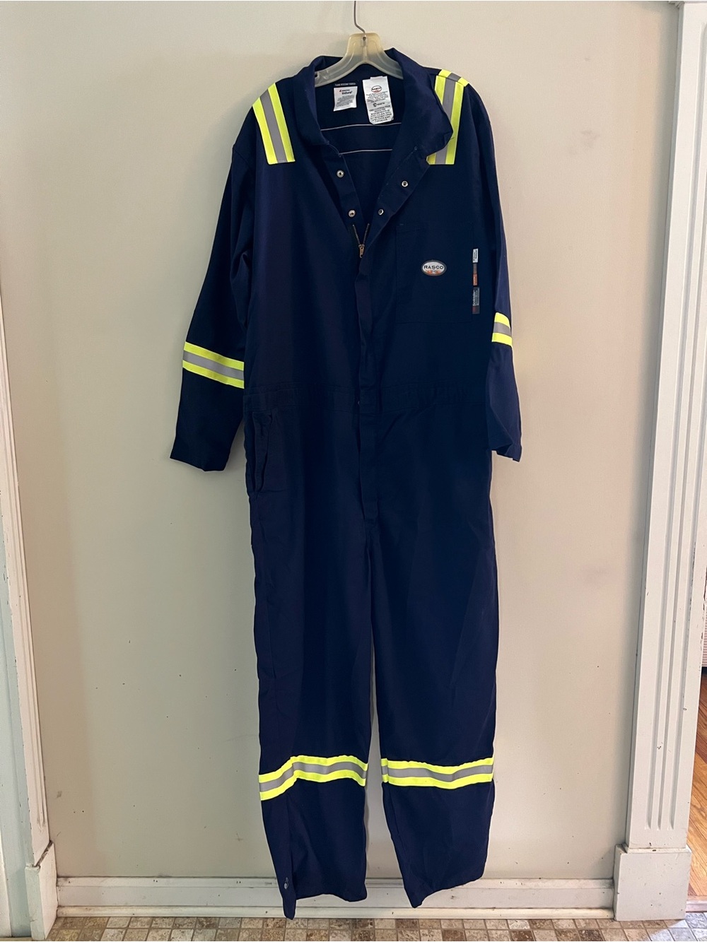RASCO Flame Fire Resistant Men Size 48R Coveralls Reflective Stripes work gear